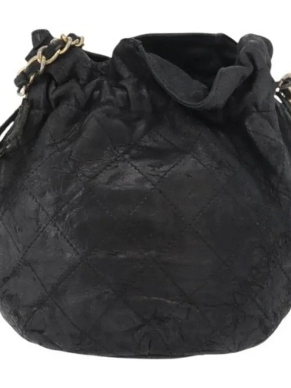 CHANEL Matelasse Chain Shoulder Bag Lamb Skin Black Gold CC Auth BD2003